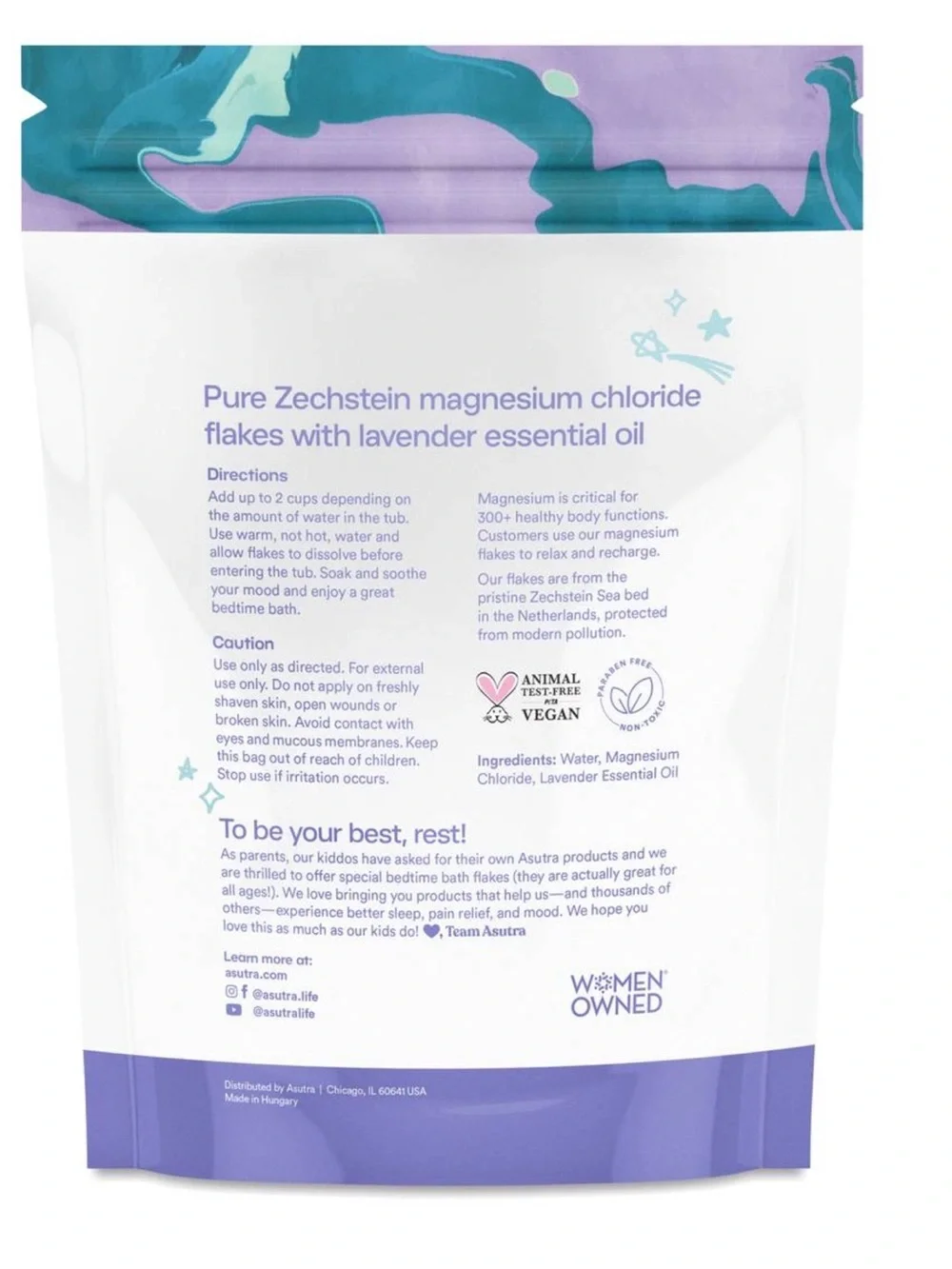 New Asutra for Kids Magnesium Bedtime Bath Flakes - Lavender